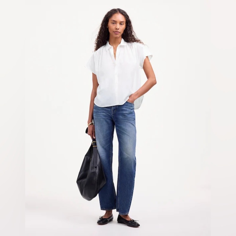 NWT Madewell Cap-Sleeve A-Line Top White Size XS